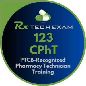 Earners of this badge have gained foundational knowledge of Medications, Medical Terminology, Pharmacology, Pharmacy law, regulations, Prescriptions, Pharmaceutical Calculations, Nonsterile Compounding, Patient Safety, as well as the roles and responsibilities of a Pharmacy Technician. 123CPhT is a PTCB-Recognized Course, qualifying earners of this certificate to sit for the Pharmacy Technician Certification Board Exam (PTCE) and obtain their Certified Pharmacy Technician Credential (CPhT).