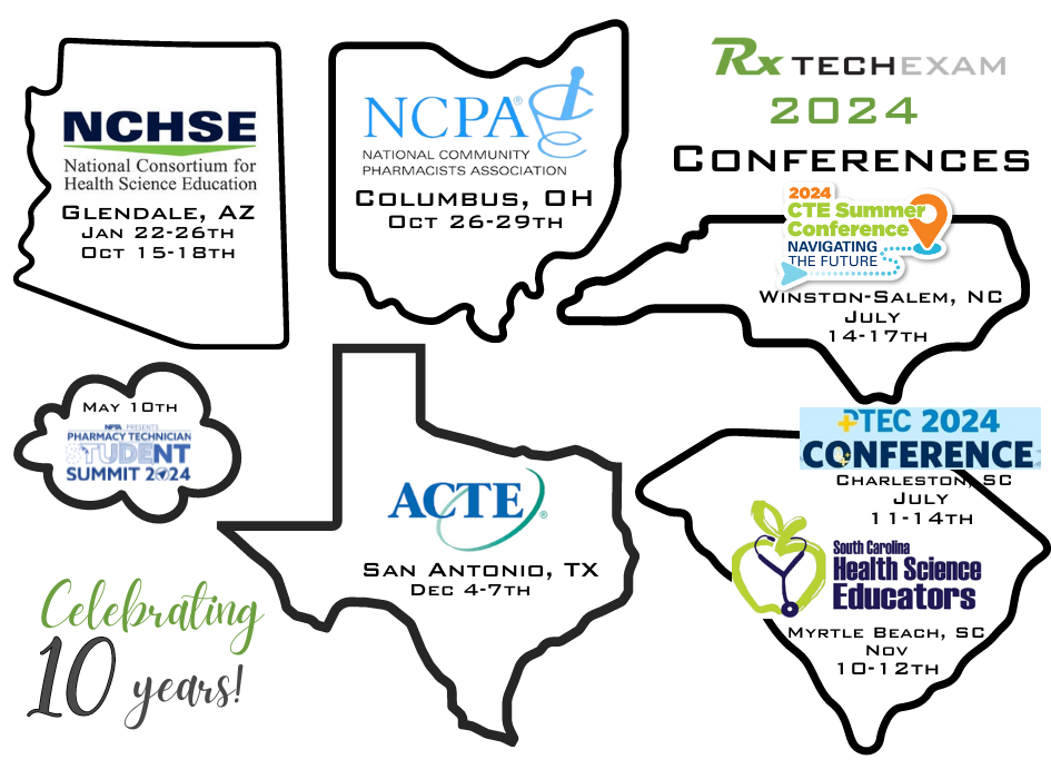 Meet RxTechExam founders at one of the eight conferences we're attending in 2024.